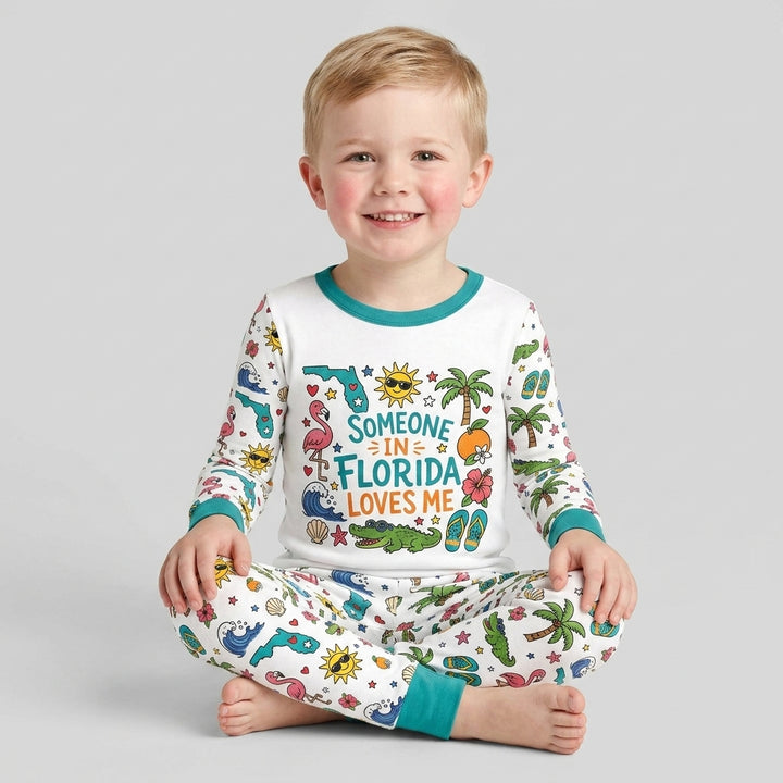 Someone in Florida Loves Me Bamboo Two Piece Long Sleeve Pajama Set - Art