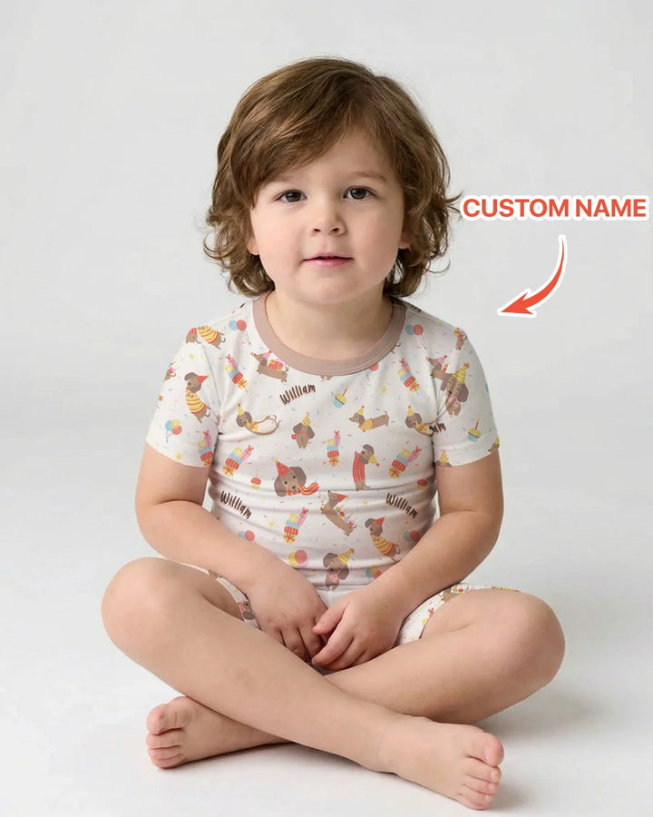 Zweiteiliges Pyjama-Set mit kurzen Ärmeln und Shorts im Sommer-Design