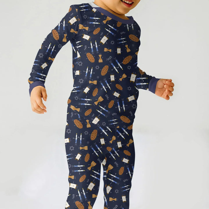 Zweiteiliges Langarm-Pyjama-Set mit Sommerfrüchten