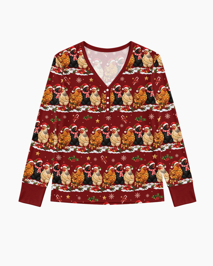 Farm Chicken Christmas Bamboo Women Pajama Set