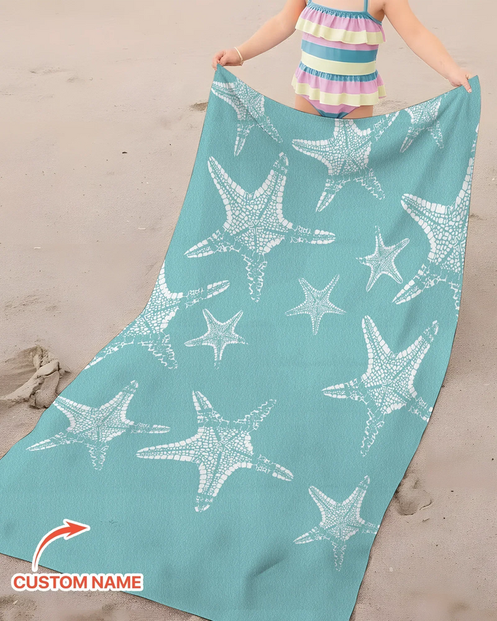 Personalisiertes Seestern-Bambus-Strandtuch mit Namen