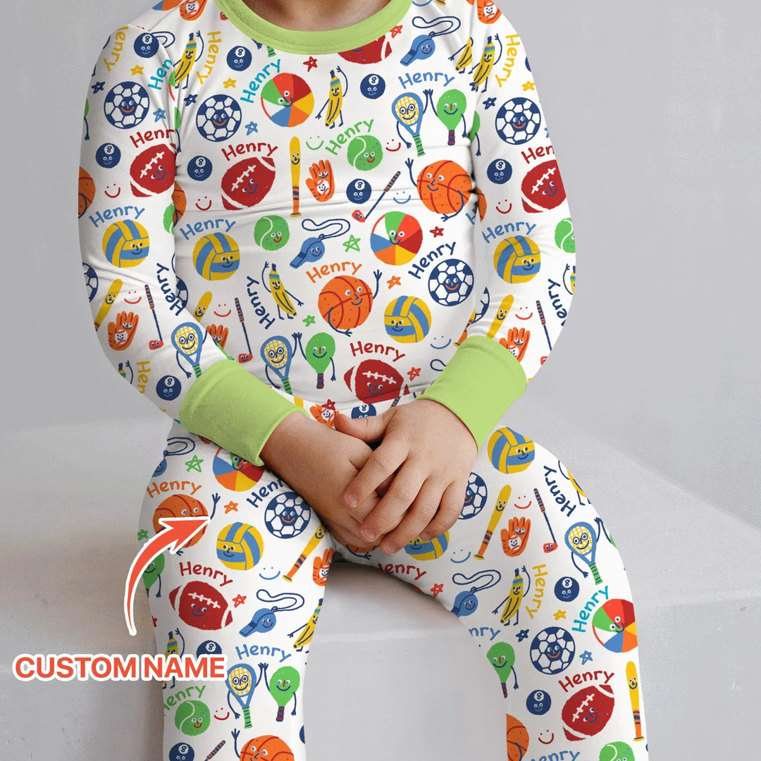 Zweiteiliges Langarm-Pyjama-Set mit Sommerfrüchten