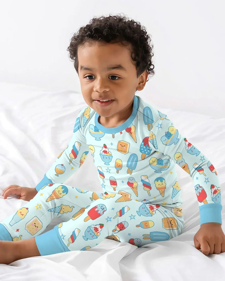 Zweiteiliges Langarm-Pyjama-Set mit Sommerfrüchten