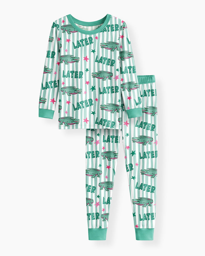 Later Gator After A While Bamboo Two Piece Long Sleeve Pajama Set