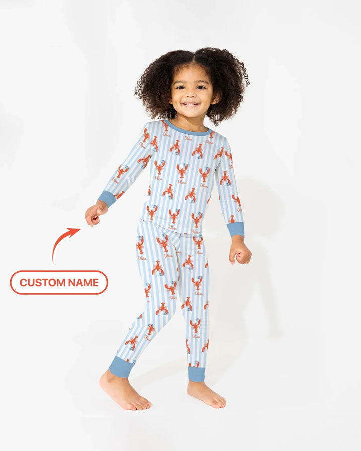 Custom Name Crawfish Beer Season Bamboo Two Piece Long Sleeve Pajama Set