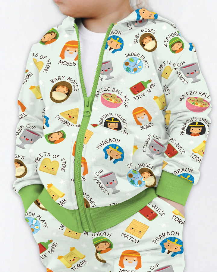 Cute Passover Characters Bamboo Zip Hoodie