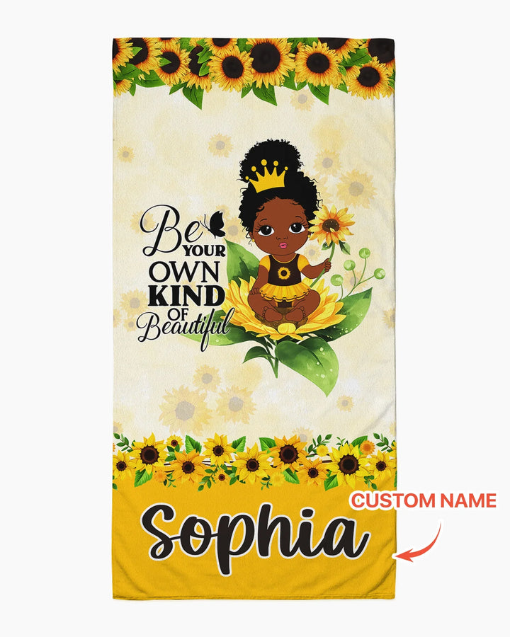 Custom Name Sunflower Queen Bamboo Beach Towel