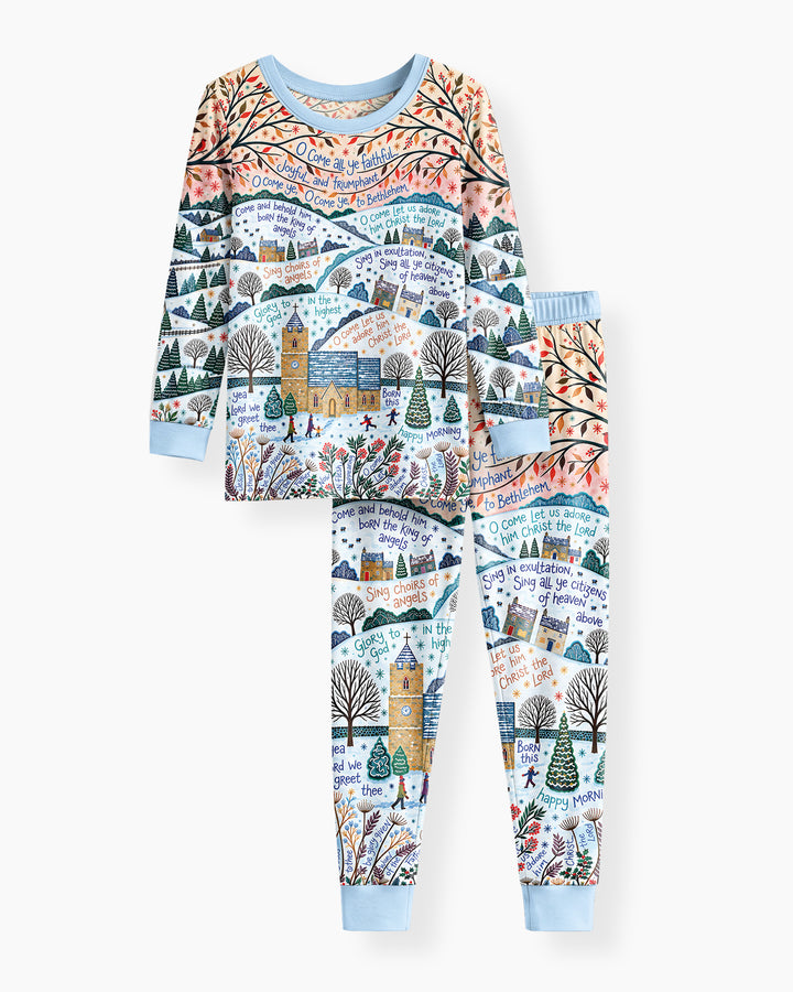 Oh Come Let Us Adore Him Bamboo Two Piece Long Sleeve Pajama Set