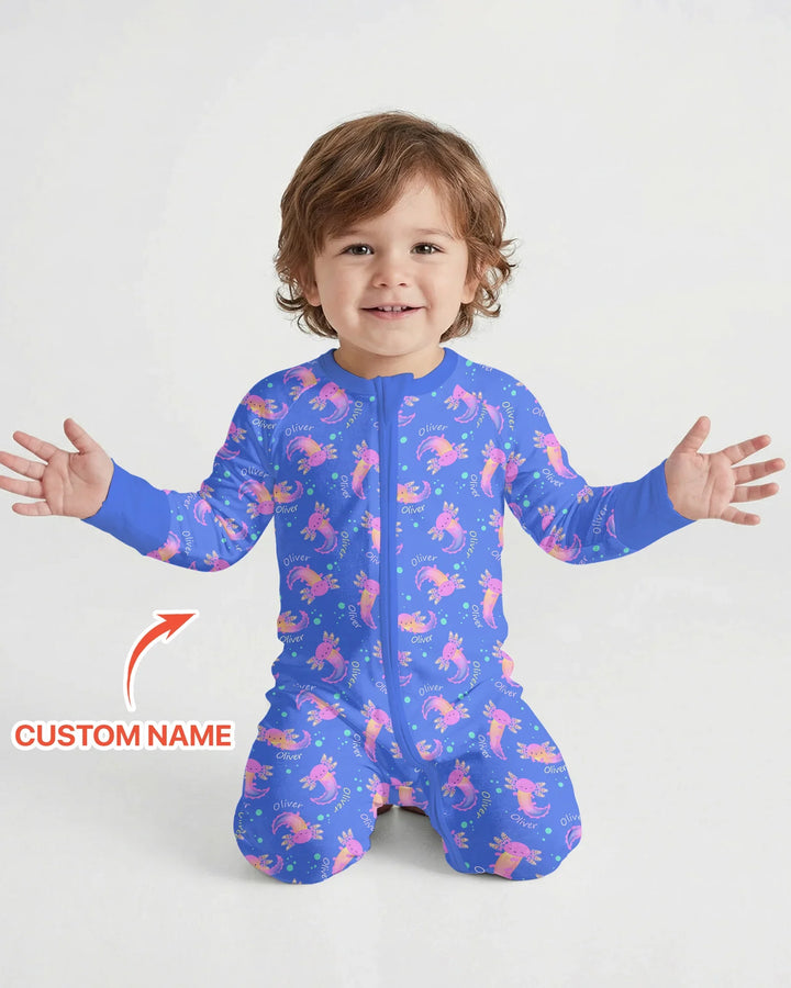 Axolotl Glow Custom Name Bamboo Convertible Zippy