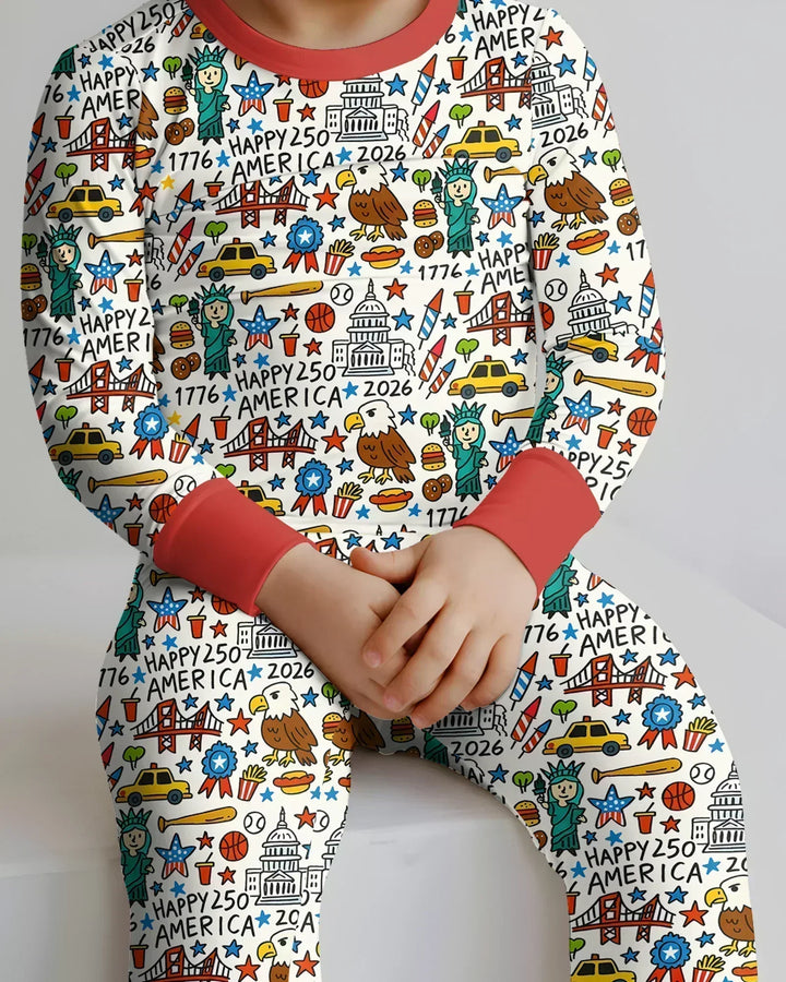 Zweiteiliges Langarm-Pyjama-Set mit Sommerfrüchten