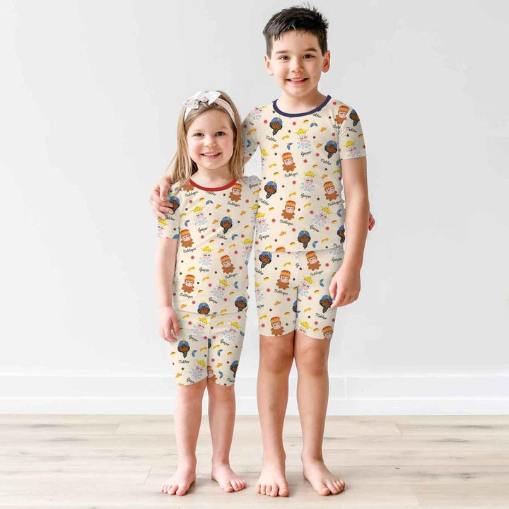 Tres Reyes Magos Bamboo Two Piece Short Sleeve Shorts Pajama Set