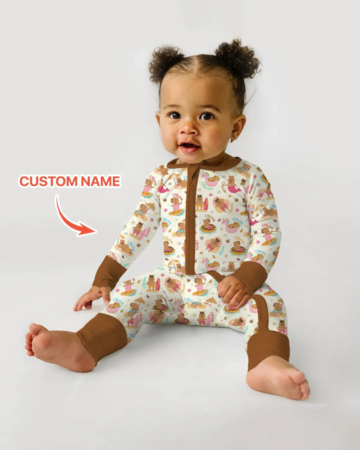 Don't Worry, Be Capy Custom Name Bamboo Convertible Zippy