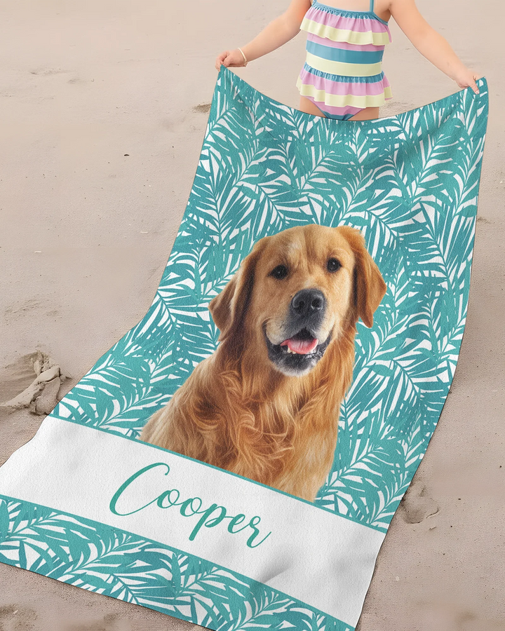 Custom Photo Print Dog Bamboo Beach Towel