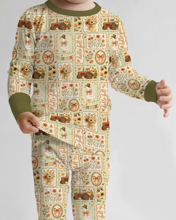 Zweiteiliges Langarm-Pyjama-Set mit Sommerfrüchten