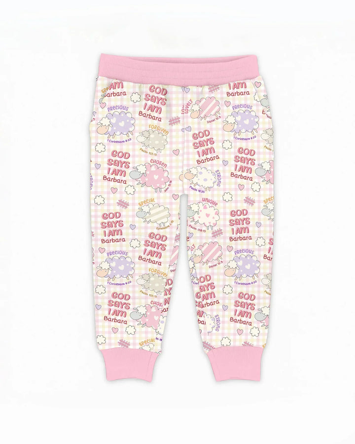 Little Lamb God Says I Am Custom Name Bamboo Jogger
