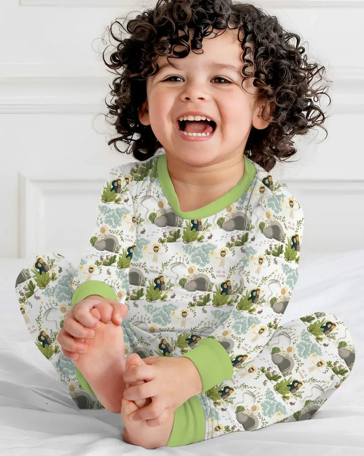 Zweiteiliges Langarm-Pyjama-Set mit Sommerfrüchten