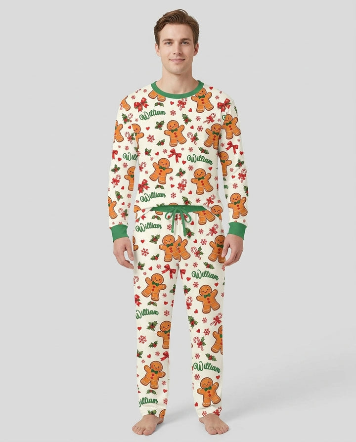 Custom Name Gingerbread Bamboo Men's Pajama Set