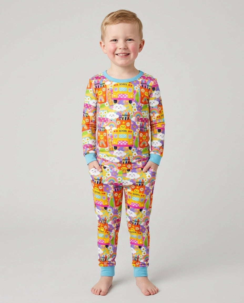 Zweiteiliges Langarm-Pyjama-Set mit Sommerfrüchten