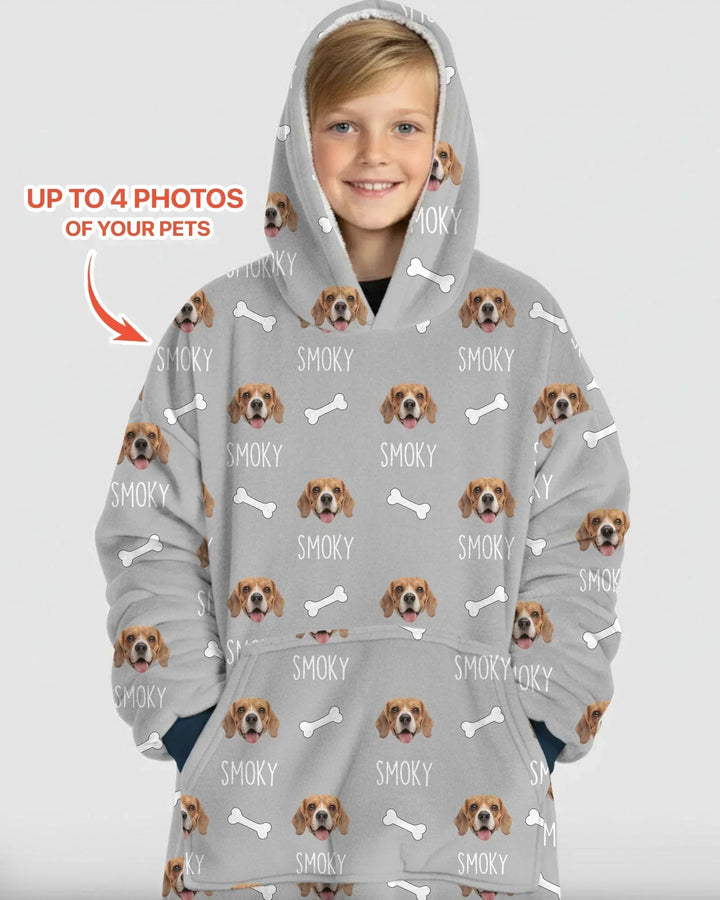 Bambus-Deckenhoodie mit Wunschnamen und Haustierfotos