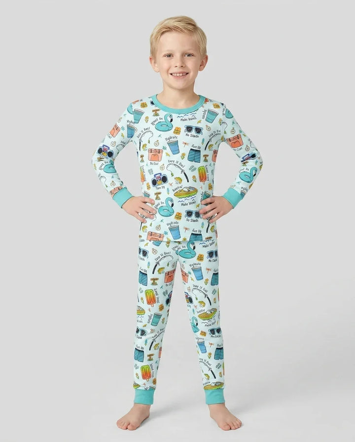 Zweiteiliges Langarm-Pyjama-Set mit Sommerfrüchten