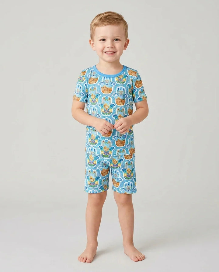 Schlafanzug-Set zweiteilig, kurze Ärmel, kurze Hose, Bambus