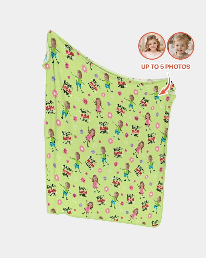 Custom Photo "Best Mom Ever" Doodle Bamboo Blanket
