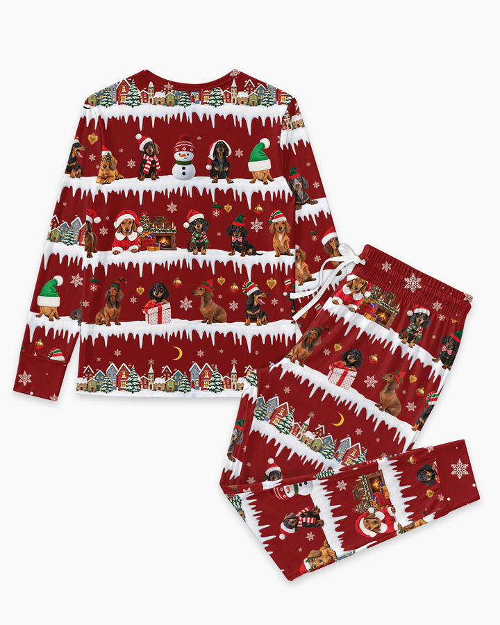 Dachshund Through The Snow Bamboo Women Pajama Set