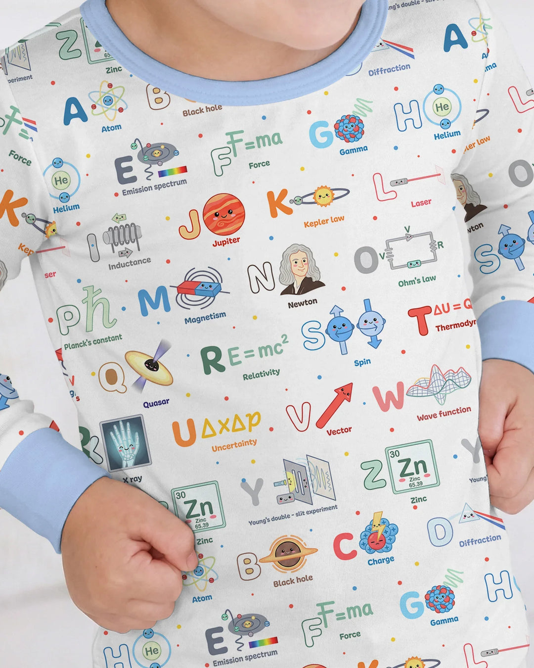 The Physics Alphabet Bamboo Two Piece Long Sleeve Pajama Set