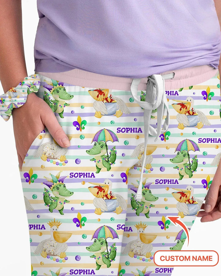 Fröhliches Mardi Gras Abenteuer Familie Passende Bambus Damen Schlafanzug Set