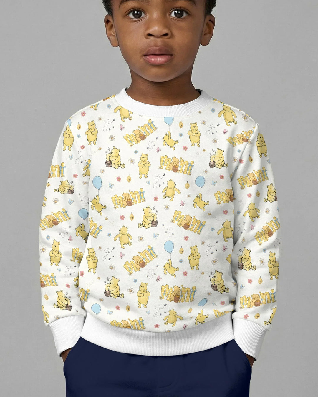 Mama & Mini Honey Bear Bambus-Sweatshirt mit Rundhalsausschnitt