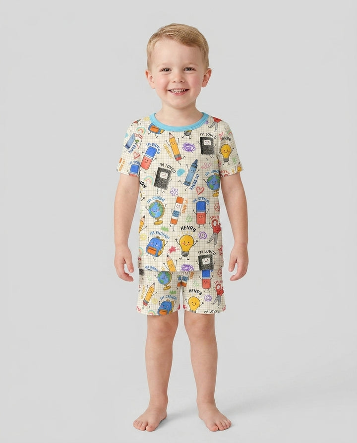 Schlafanzug-Set zweiteilig, kurze Ärmel, kurze Hose, Bambus