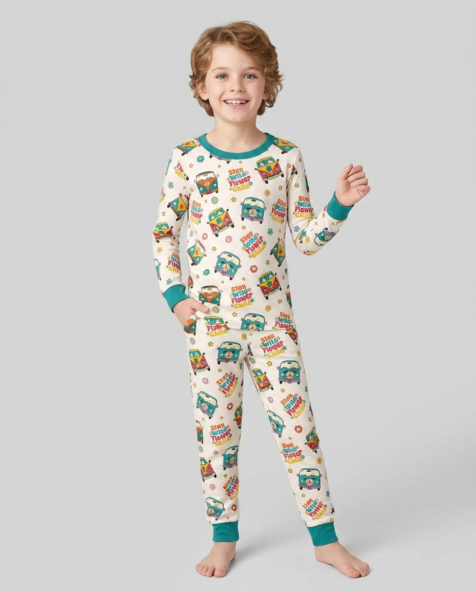 Zweiteiliges Langarm-Pyjama-Set mit Sommerfrüchten