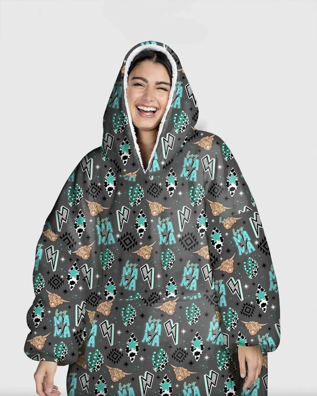 Western Mama & Ich passende tragbare Bambus-Decken-Hoodie