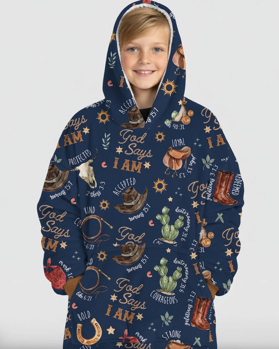 Gott Sagt Ich Bin Westliche Glaubens-tragbare Bambus-Deckenkapuzenjacke