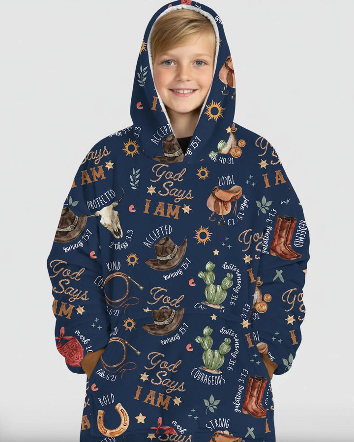 Gott Sagt Ich Bin Westliche Glaubens-tragbare Bambus-Deckenkapuzenjacke