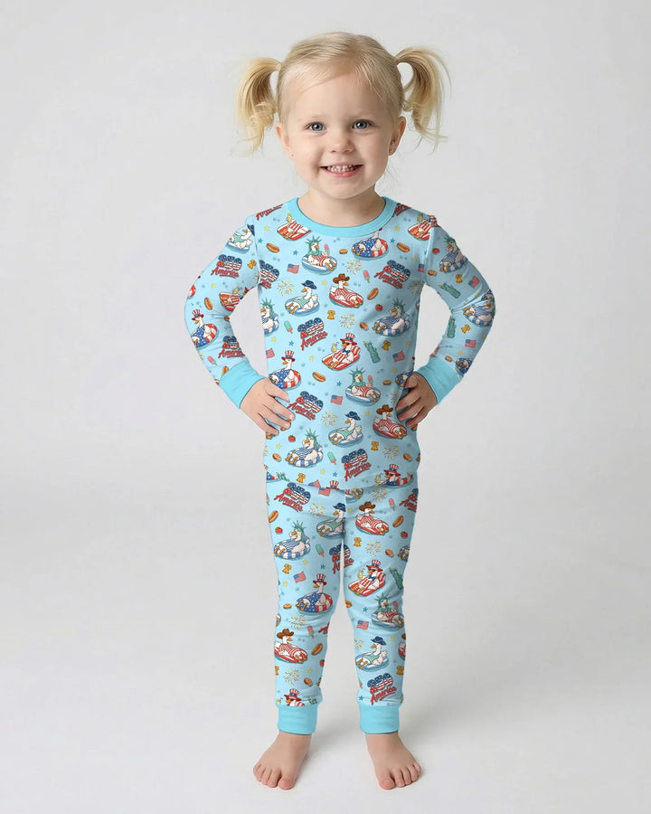 Zweiteiliges Langarm-Pyjama-Set mit Sommerfrüchten