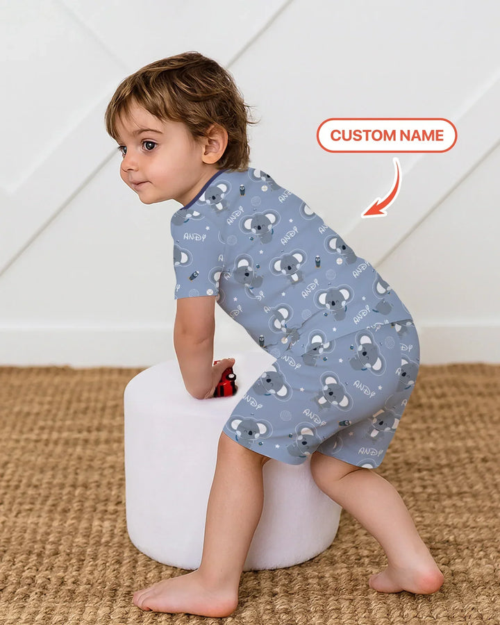 Zweiteiliges Pyjama-Set mit kurzen Ärmeln und Shorts im Sommer-Design