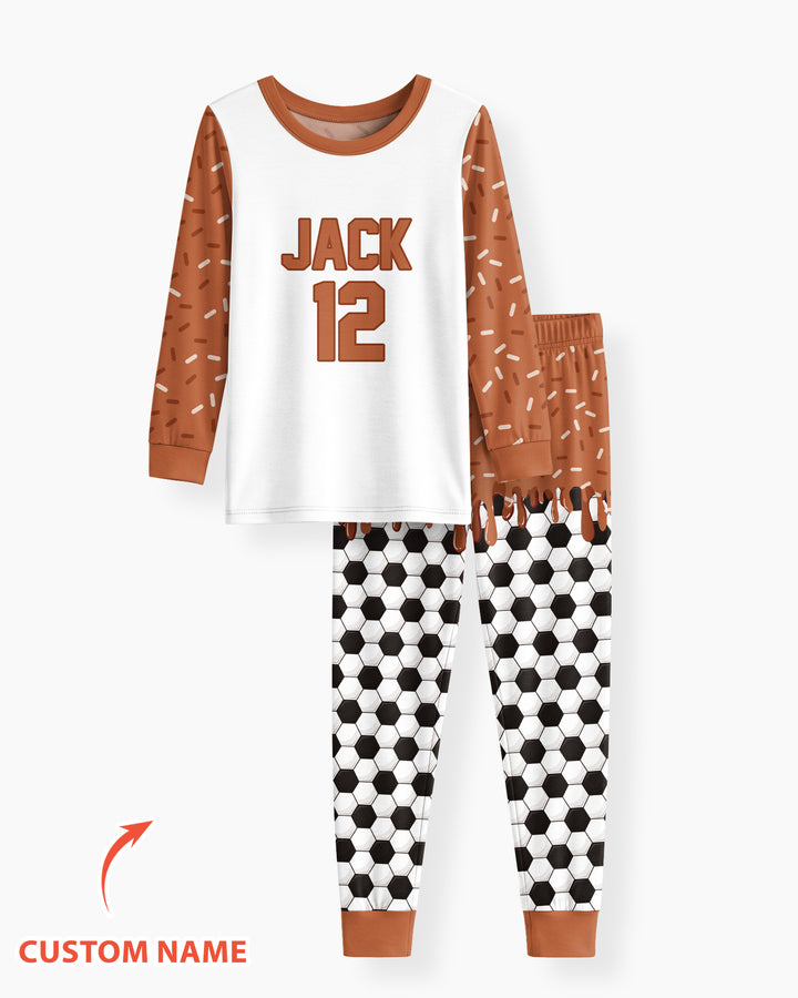 Personalized Dripping Sport Ball Custom Name Number Bamboo Two Piece Long Sleeve Pajama Set