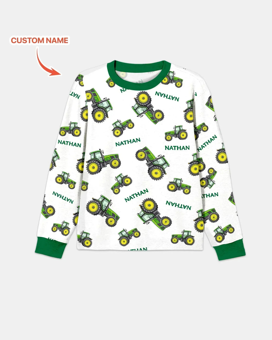 Custom Name Green Tractors Matching Daddy & Me Bamboo Men's Pajama Set