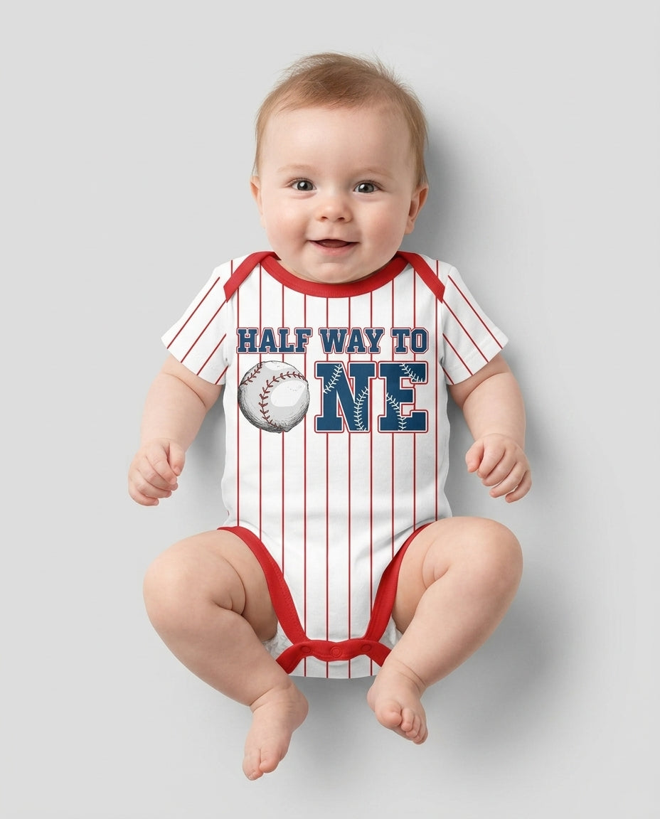 Custom Name Half Way To One Bamboo Bodysuit