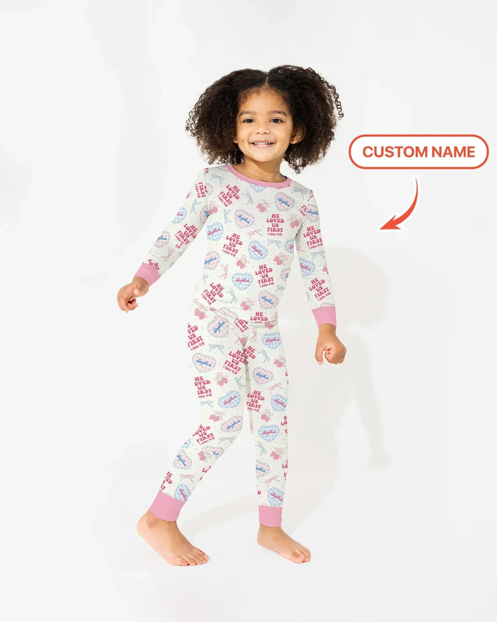 Zweiteiliges Langarm-Pyjama-Set mit Sommerfrüchten