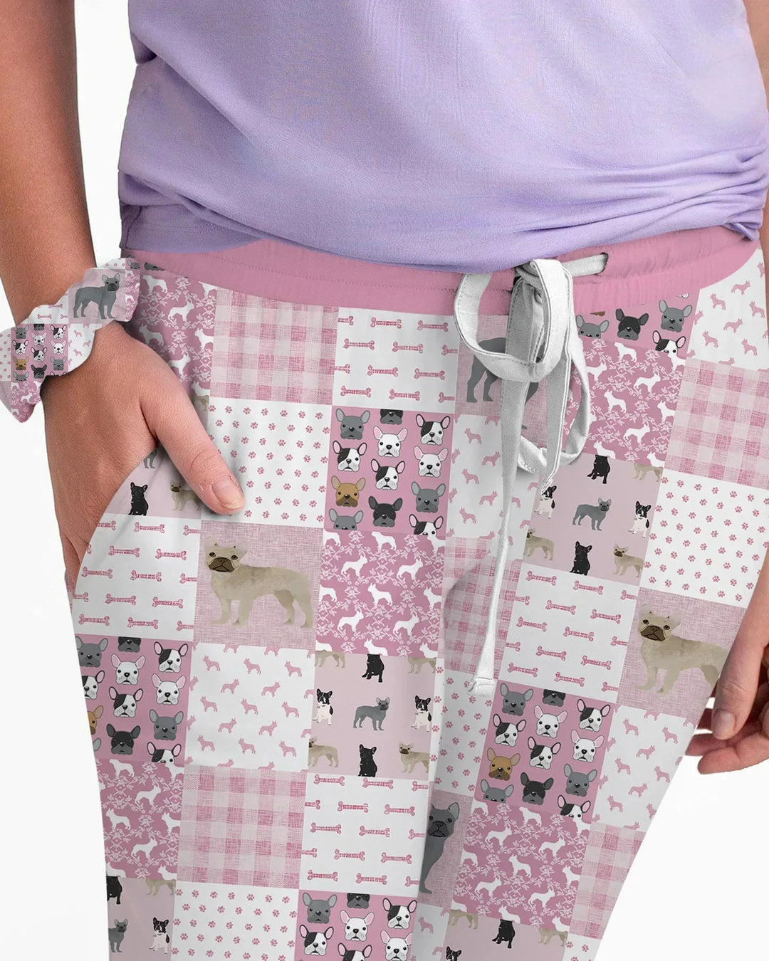 Frenchies Patchwork Family Matching Bamboo Women Pajama Set