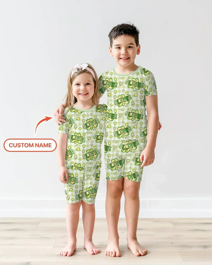 Zweiteiliges Pyjama-Set mit kurzen Ärmeln und Shorts im Sommer-Design
