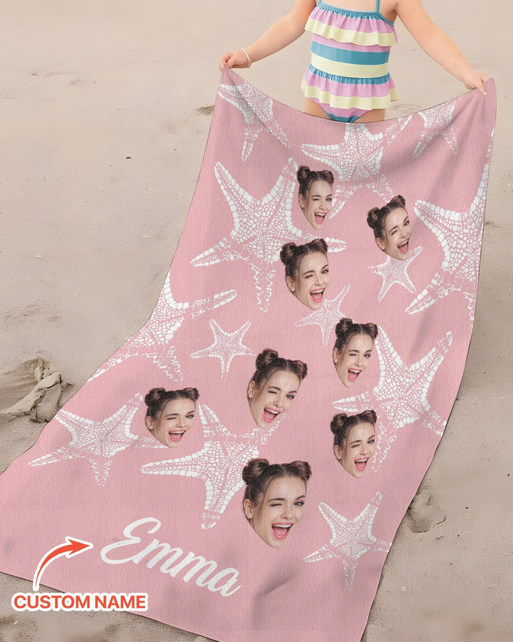 Personalisiertes Seestern-Bambus-Strandtuch mit Namen