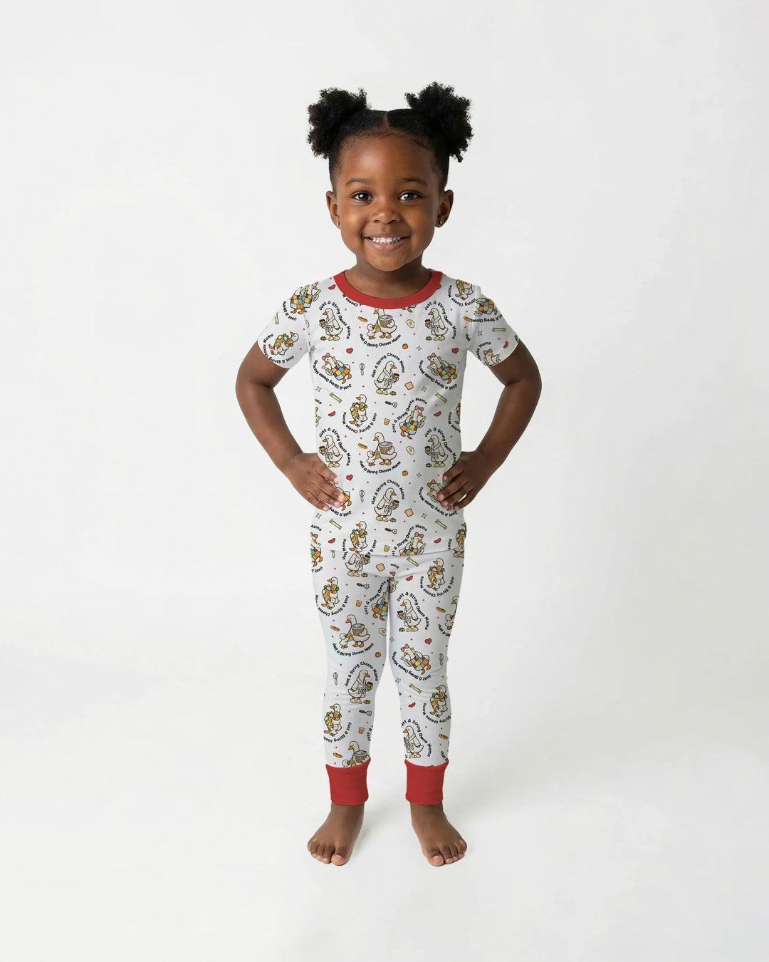 Just A String Cheese Mama Era Mommy & Me Bamboo Two Piece Short Sleeve Pajama Set