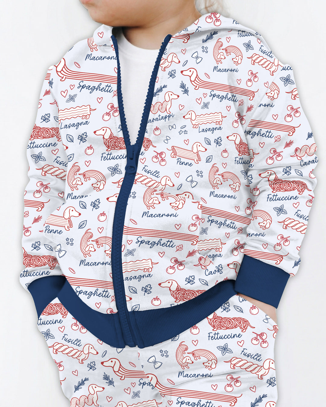 Funny Dachshund Pasta Pups Bamboo Zip Hoodie