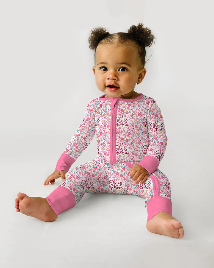 She Is Mom Floral Bamboo Convertible Zippy