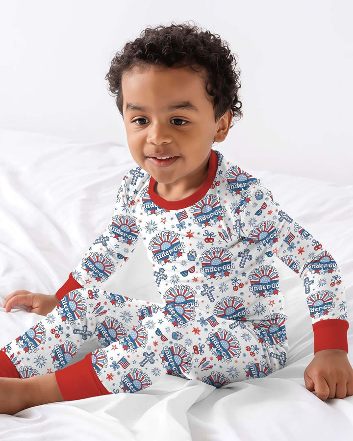 Zweiteiliges Langarm-Pyjama-Set mit Sommerfrüchten