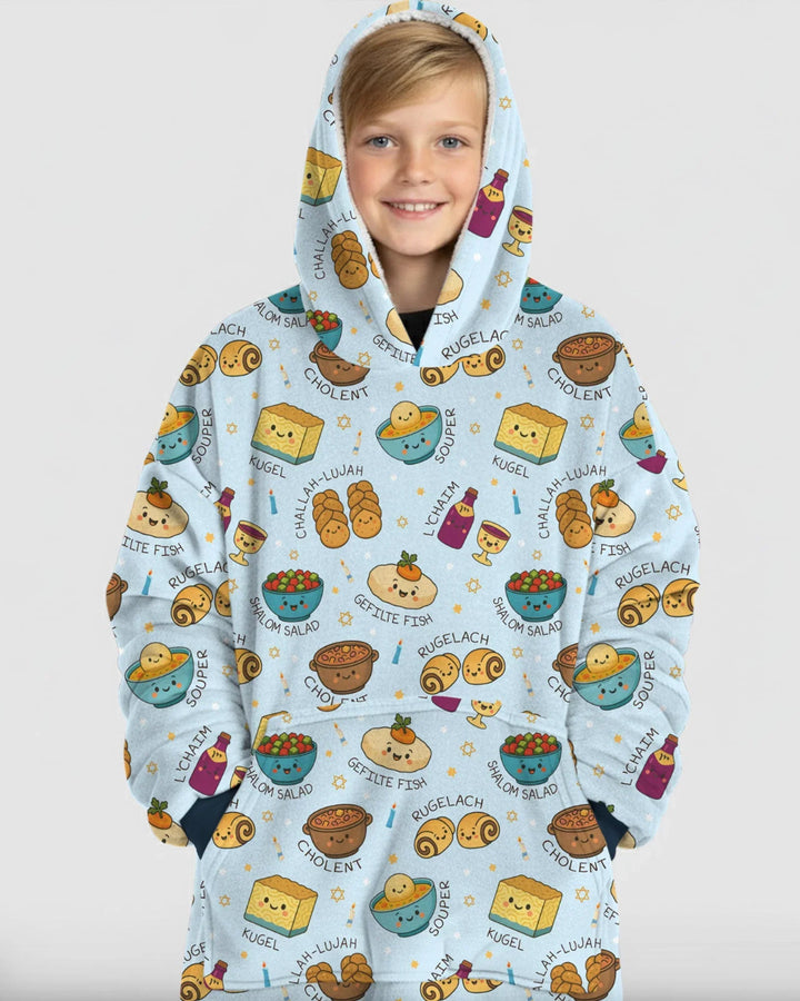 Shabbat Shalom Wearable Bamboo Blanket Hoodie