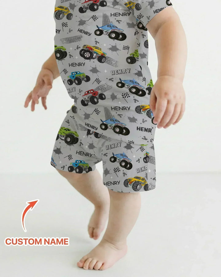Zweiteiliges Pyjama-Set mit kurzen Ärmeln und Shorts im Sommer-Design